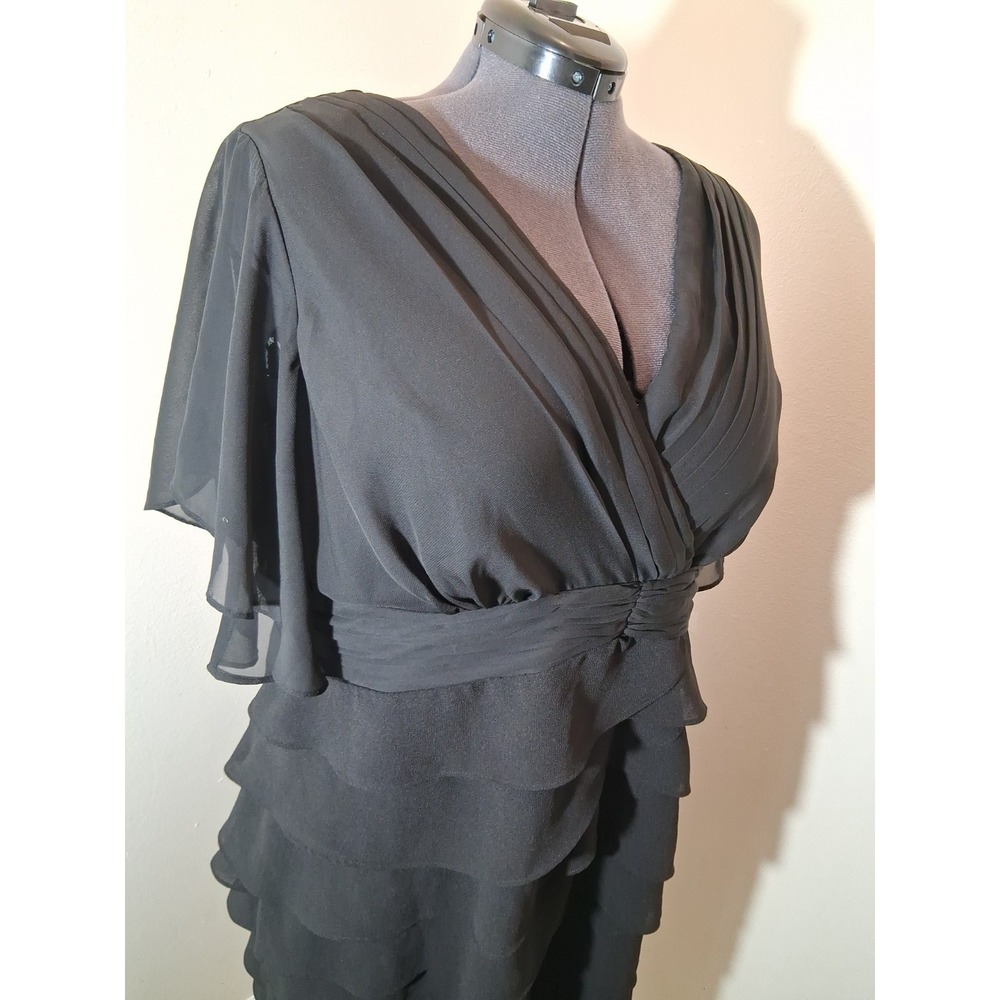 Maggie Barnes Whimsigoth Black Chiffon Tiered Ruffle Cocktail Dress Plus 18W - Picture 6 of 8
